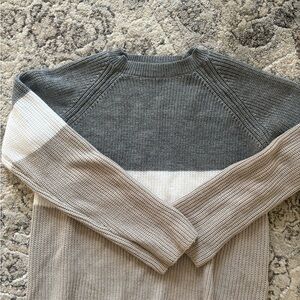 Gray and Cream Women's Sweater